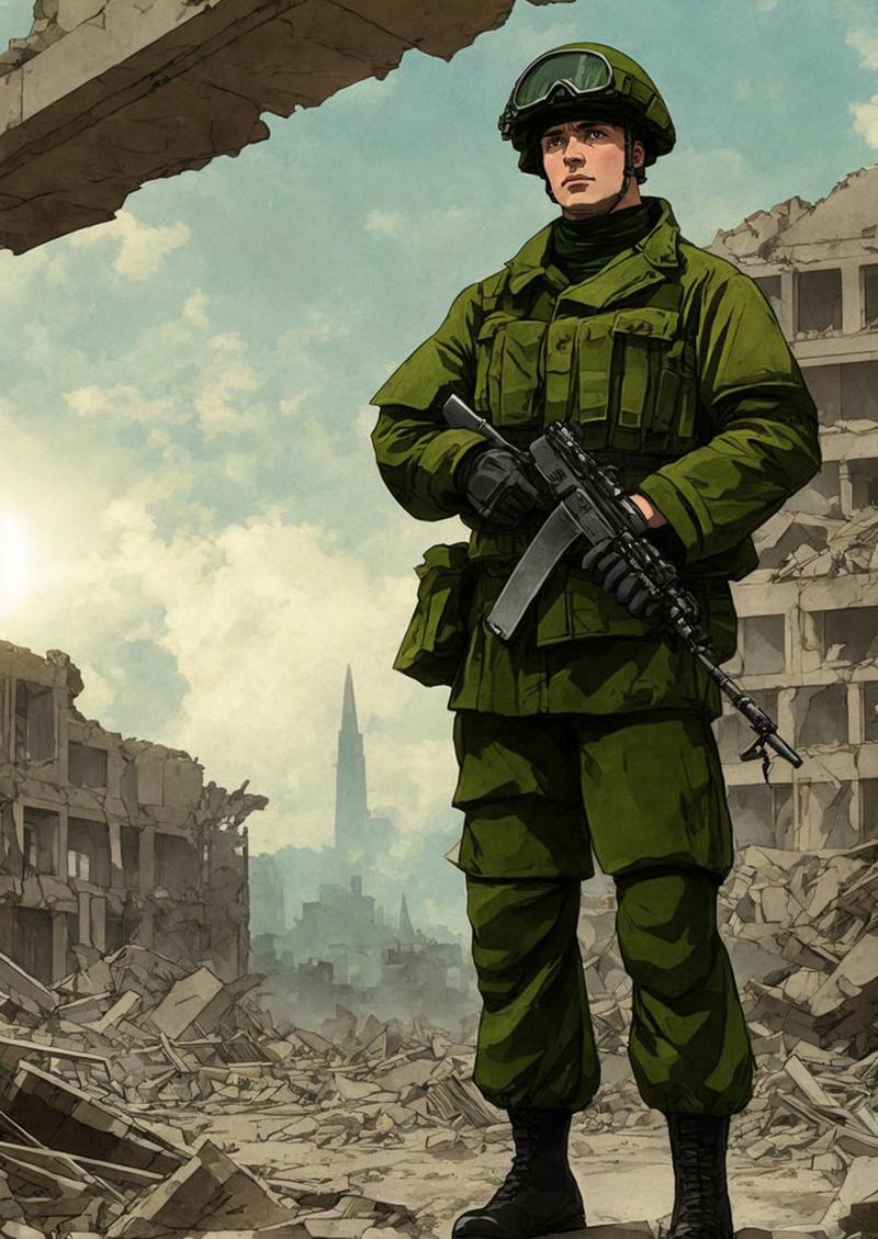 00004-301726881-soldart  illustration of soldier man in millitary camuflage uniform, in destroyed city ruins_style by giger, by ghibli, by mucha.jpg